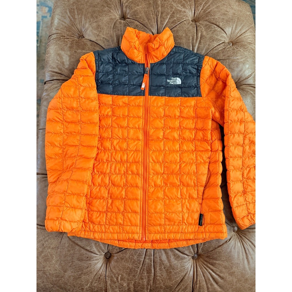The North Face Boys ThermoBall Eco Jacket Orange Black Puffer Size L 14/16